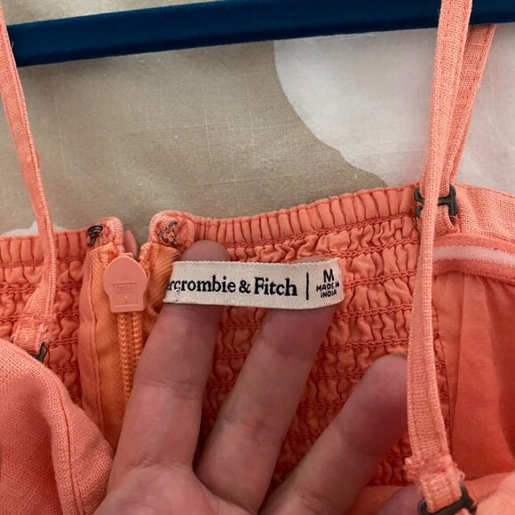 Abercrombie & Fitch Coral Linen Blend Midi Dress with Pockets Size M - Picture 11 of 11